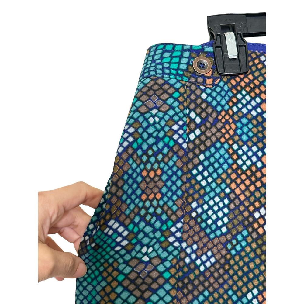Anthropologie the essential blue green print culottes pants size 2 - Picture 6 of 9